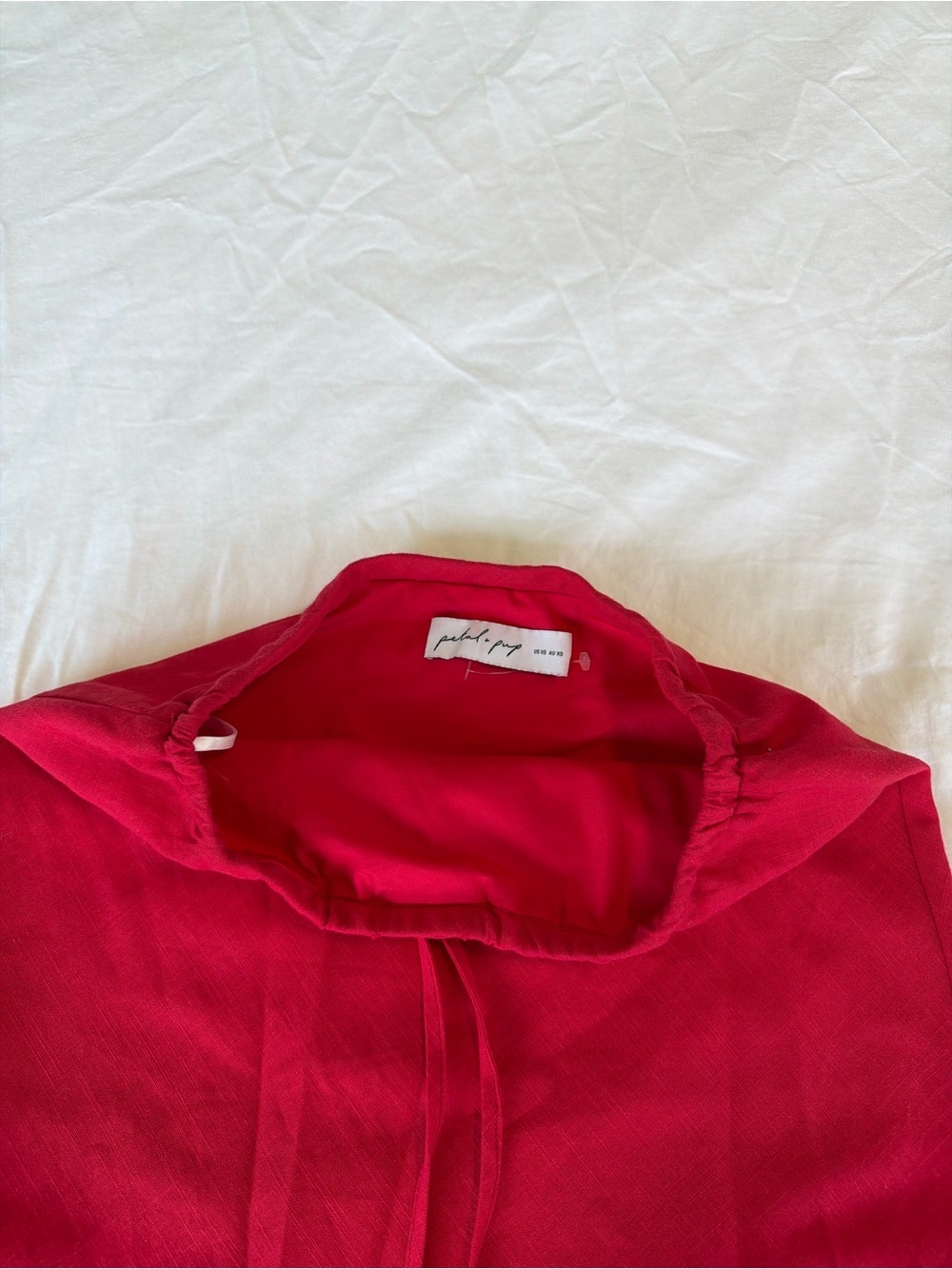 Petal + Pup Red Linen Summer Mini Skirt - Picture 3 of 4